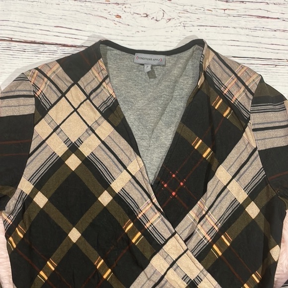 Anthropologie Conditions Apply Brown Plaid Wrap Suzette Top - Picture 6 of 10
